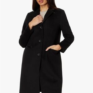 Ralph Lauren Leather Trim Wool Coat